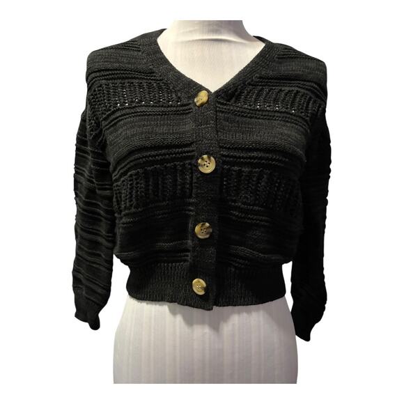 Time and Tru Black Sweater Cardigan Size M (8-10) - Picture 1 of 4